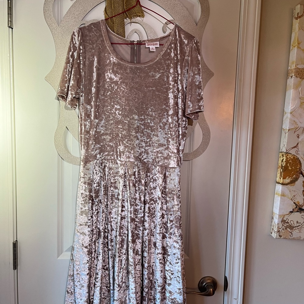LuLaRoe M/L Elegant Amelia. Pink crushed velvet. New without tags.
